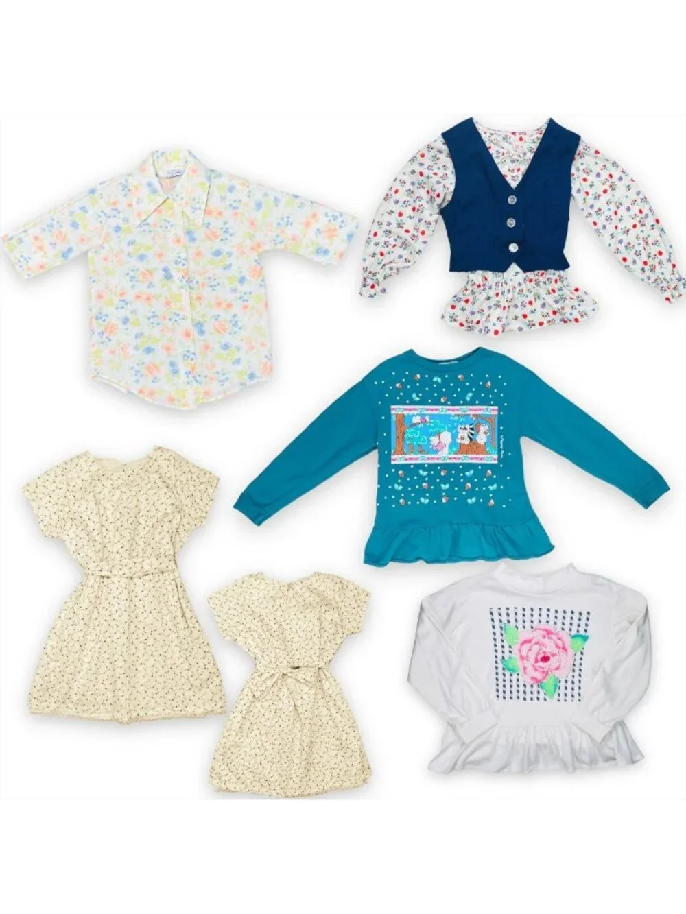 Vintage Girls Bundle Lot of 5 - Dagger collar Sweater Sweatshirt Dresses 6 - 8